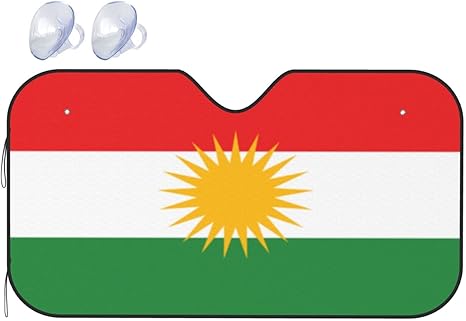 Kurdish Flag Gifts Car Windshield Sun Shade - Car Shade for Front Window - Foldable Sun Heat Protection Cover - Universal Auto Sun Screen Protector to Keep Your Vehicle Interior Cool - Medium
