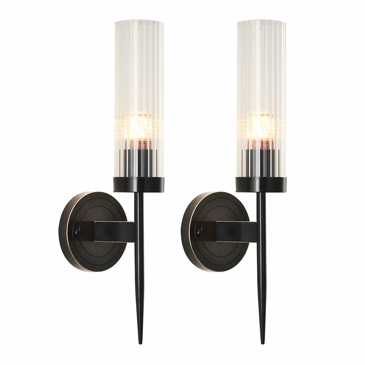 HXYSXHJUO Wall Sconce Mid-Century Modern 2-Pack Crystal Cylindrical Lampshade Minimalist Decor Vanity Ligh ting for Bathroom Bedroom Living Room Hallway