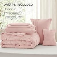 Bedsure Full Comforter Set - 4 Pieces Pinch Pleat Bed Set, Light Pink Boho Bedding for All Season, 1 Soft Comforter, 2 Pillowcases, 1 Decorative Pillow — image 6