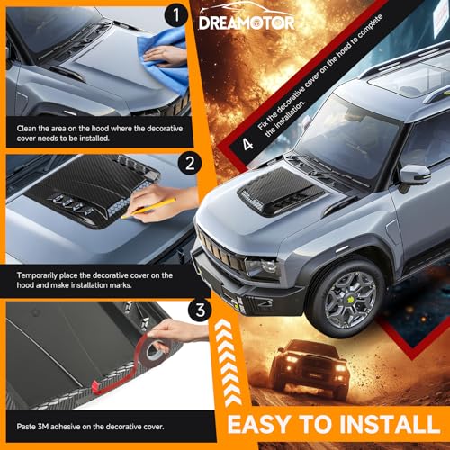 Image of DREAMOTOR Hood Scoops For Cars, Universal Hood Scoop Vents, Automotive Hood Scoops for Trucks Compatible with F150 F250 F350 Dodge Ram 1500 2500 Toyota Tundra GMC Sierra 1500 2500 Jeep Wrangler