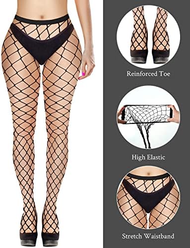 Yahenda 8 Pairs Fishnet Stockings High Waist Tights Fishnet Tights Thigh High Mesh Pantyhose for Halloween Cosplay Costumefe