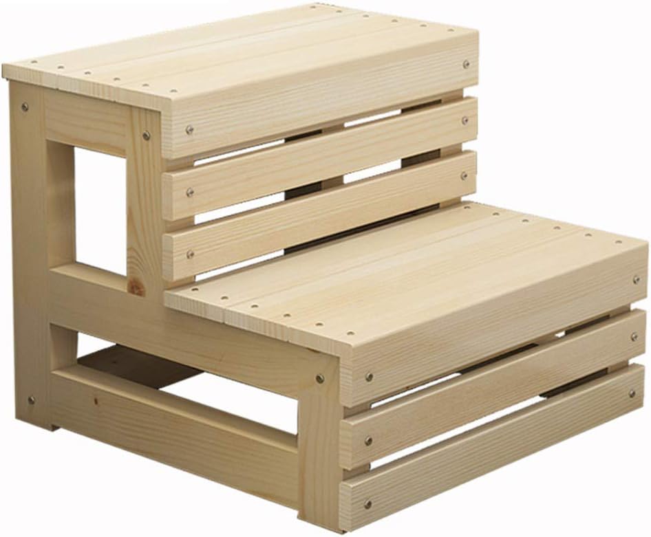 Household 2-Step Stool Portable Shoe Bench Thickening Wooden Small Foot Stools Climb Step Ladder for Living Room/Balcony,Load Bearing 100kg