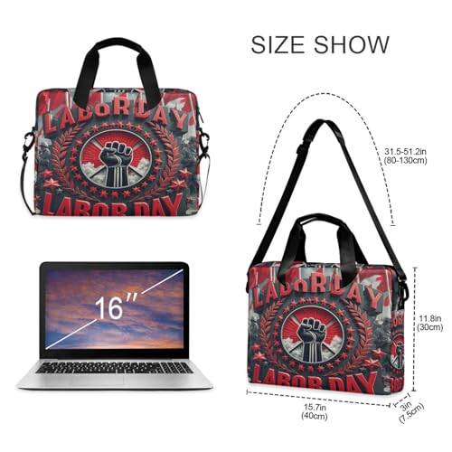 Maletín para laptop 15.6" rojo y negro con asa y correa miniatura 4