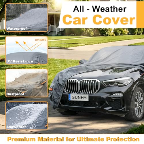 Image of GUNHYI Premium Car Cover Custom Fit Subaru Ascent, 16 Layers Heavy Duty Car Cover Waterproof All Weather with Zipper Door for Sun Rain Snow Dust Uv Protection
