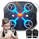ALLOMN Musik Boxmaschine, Smart Bluetooth Boxmaschine mit Boxhandschuhen, Wandmontage Punchingmaschine mit 3 Stufen Geschwindigkeitseinstellung, Spaß gefüllt und sicher Übung für Erwachsene & Kinder