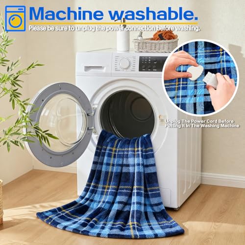 Image of Heated Blanket Electric Throw, Soft Flannel Heating Blanket with 8 Hours Auto Off 10 Fast Heating Levels Machine Washable Sherpa Heated Blanket with Overheating Protection