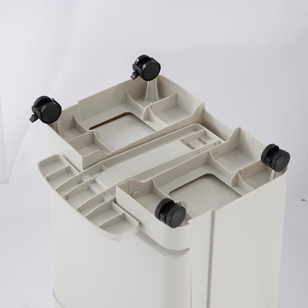 KITCHEN MOVE Poubelle de Tri Sélectif pour Recyclage 45L VALORIS à Pédale avec Roulettes et Poignée - Double Compartiment 30L + 15L