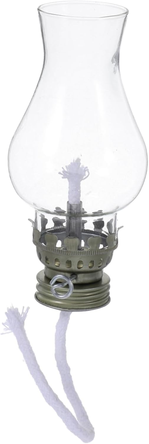 Luxshiny Vintage Kerosene Lamp Replacement Burner Set with Metal Wick Glass Chimney and Retro Shade for Home Decor Camping and Emergency Lighting