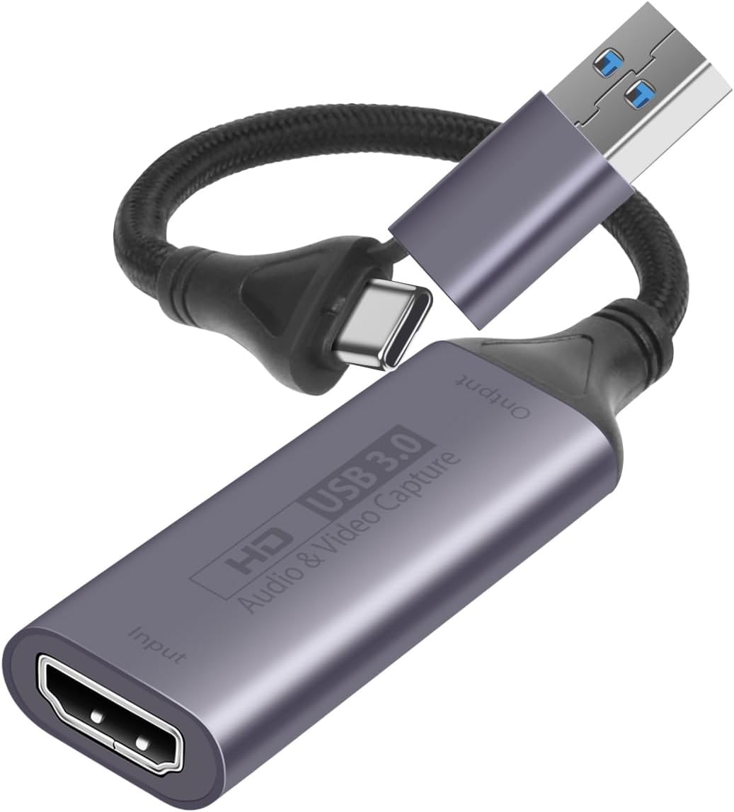 AXFEE HDMI USB Game Capture Card, 4K 1080P Video Acquisizione a Type-C Adattatore per Giochi, Streaming, Insegnamento, Videoconferenza, Dal Viv