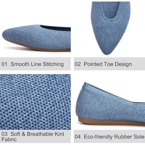 Image of Frank Mully Womens Pointed Toe Flats Knit Dress Shoes Comfort Women Shoes Softable