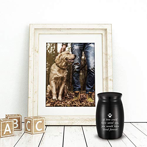 abooxiu 3 Inches Small Keepsake Urn for Pet Dog Ashes Aluminum Mini Cremation Urns for Dog Cat Memorial Ashes Urn for Sharing Fur Friend Ashes-Black - Thumbnail 4