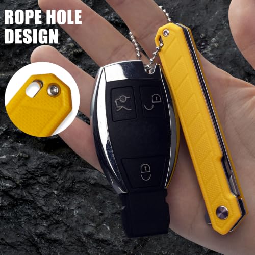 Image of OLITANS G046 Mecha Mini Slim Folding Scalpel with 5pcs #24 and 5pcs #60 G10 Handle with Liner Lock, Utility EDC Pocket Knife with Back Clip (Yellow)