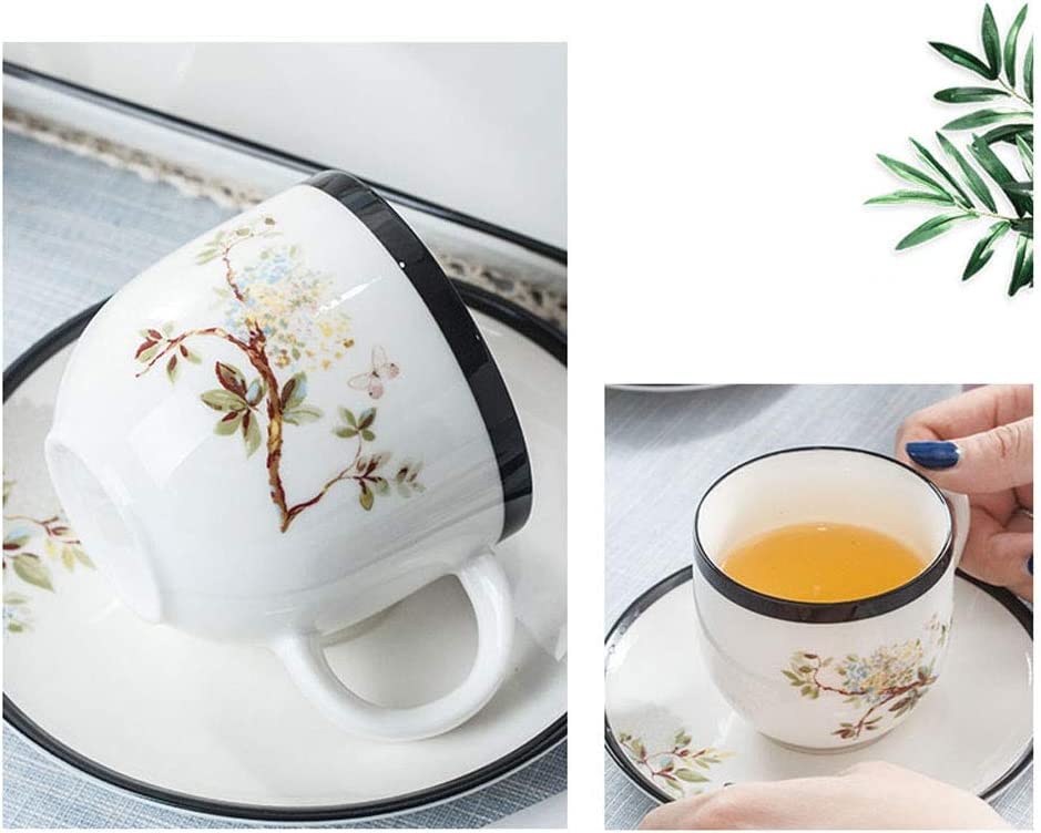 Ceramiczny zestaw do herbaty i kawy ze spodkami i tacą do serwowania na eleganckie popołudniowe przyjęcia herbaciane