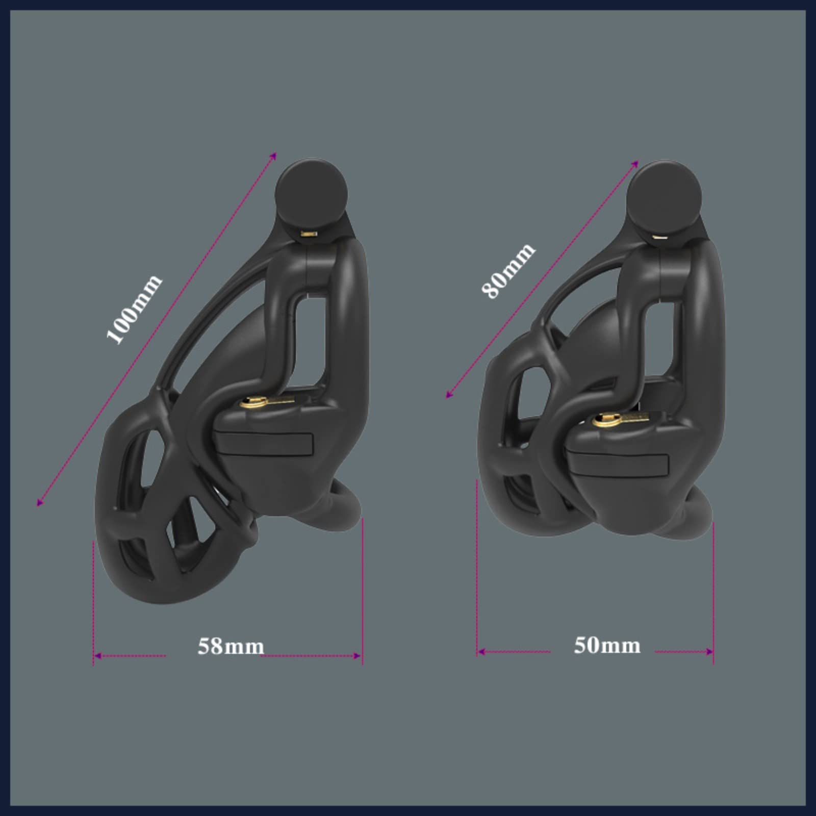 [4 Misure di moschettoni] Gabbia Fissa Sportiva Nera Leggera in Resina per Il Fitness Uomo (80mm)-A153