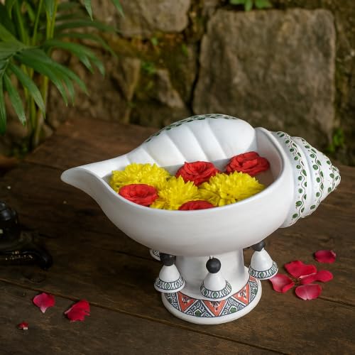 Image of Village Decor Terrcotta Handpainted Sangu Urli (Sangu Urli with Stand)