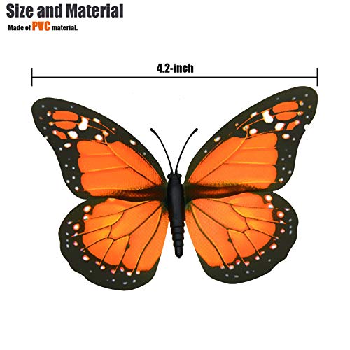 Aqueenly Monarch Butterfly Decorations, 4.72'' Orange Premium Artificial Monarch Butterfly To Decorate For Craft, Home, Wall, Wedding, Party (12 Pcs) #TOP1
