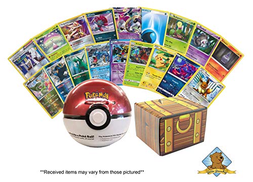50 Card Pokemon Lot - Featuring 1 Random Sealed Pokeball Tin with 3