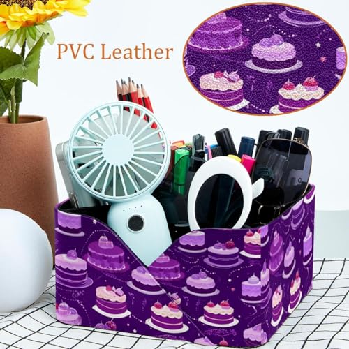 Porte-stylo rectangulaire violet pour une coiffeuse bien rangée