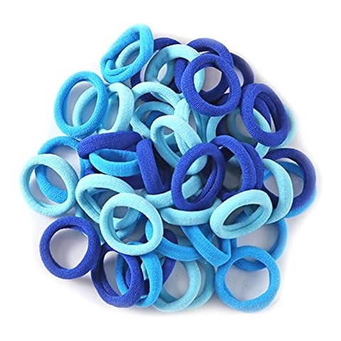 Rpanle 100 Pieces Elastic Hair Ties, Hair Elastic Bands Ponytail Holders, 2.5 mm Hair Bands Hair Bobbles for Girls (Blue) Cover