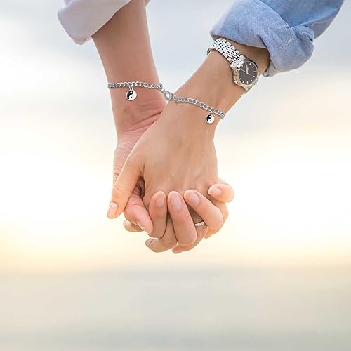 Miniatura 4 de Cadenas de eslabones de pulsera pulseras con dije para mujeres y niñas 2 pulseras de metal ajustables para relación de amistad joyería para Navidad