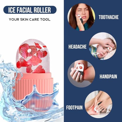 Image of Ice Roller for Face Massage & Eye, Anti-Leak Silicone Ice Face Roller Ice Mould with Cleansing Brush, Women Skin Care Ice Facial Roller for Eliminate Edema & Calm Skin, Shrink Pore (Multicolor)