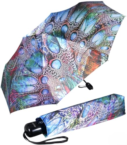 Doppler Damen Taschenschirm Satin mit Auf-Zu-Automatik Magic Fiber Pavone