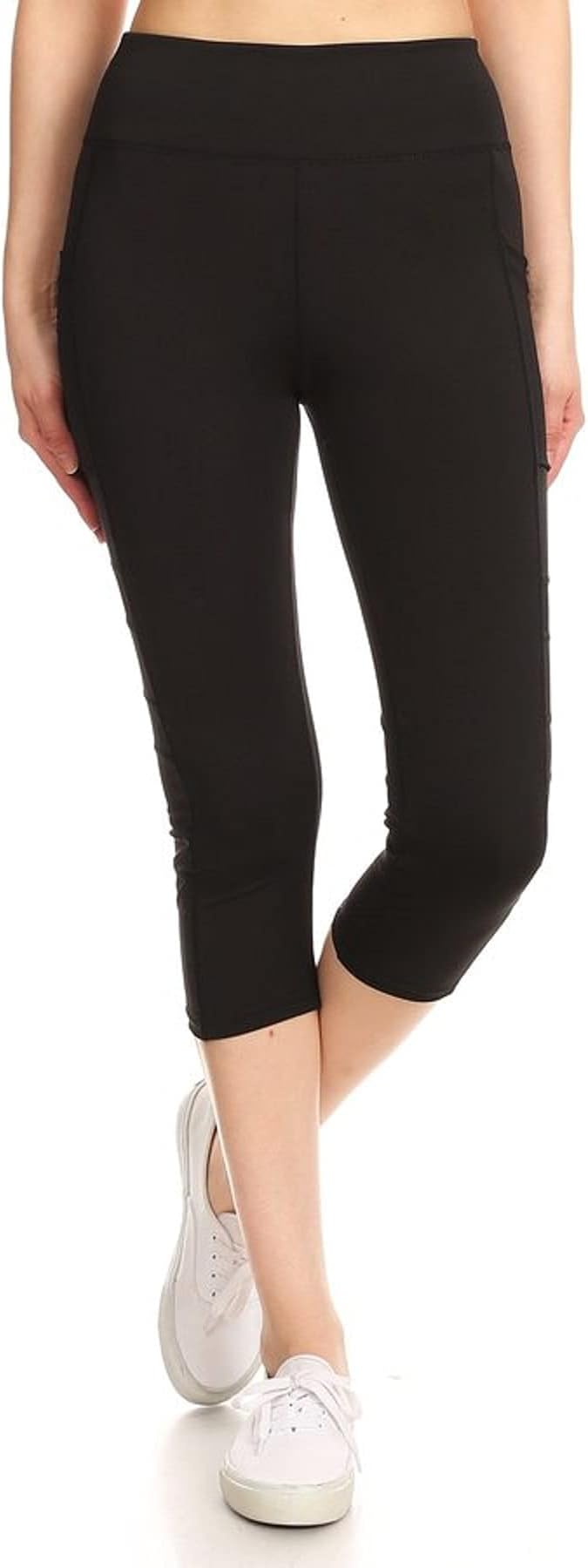 JviniWomen's Active Mesh Panel Insert Workout Yoga Leggings & Capris with Pockets