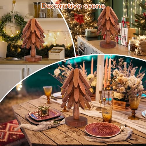 Holzuntersetzer für heiße Gerichte, Holzuntersetzer im Baum-Design, 4er-Set für einfache Lagerung, geeignet für heiße Pfannen/Schüssel, Teekanne, heiße Halter, multifunktionale Ornamente (dunkel – 4