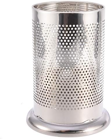 Utensil Holder, 1 PC Stainless Steel Utensil Crock Rust-Proof Kitchen Tool Organizer Flatware Caddy with Drain Holes for Wooden Spoons Whisks Soup Ladles Tongs Chopsticks