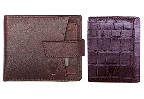 Image of WildHorn Maroon & Brown Leather Men's Wallet (699710)