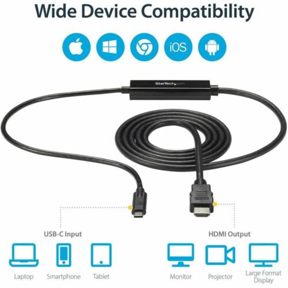 StarTech.com kabel przejściowy USB C na HDMI – kabel adaptera USB typu C na HDMI – 4K 30Hz – czarny (CDP2HDMM2MB)