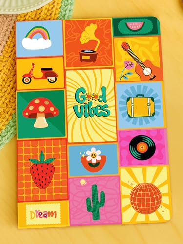 Image of DOODLE A5 Undated Notebook - 160 Pages (12 Month Planner + 148 Ruled Pages), Soft Cover Journal with 80 GSM Thick Paper, Retro Design Diary for Work, Study, Office, Travel & Gifting