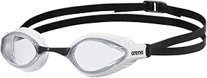 arena Lunettes de Natation Adultes de Compétition Air-Speed, Antibuée, Mixtes, Larges Verres, Protection contre les UV, 3 Ponts de Nez Interchangeables, Joints d’Étanchéité