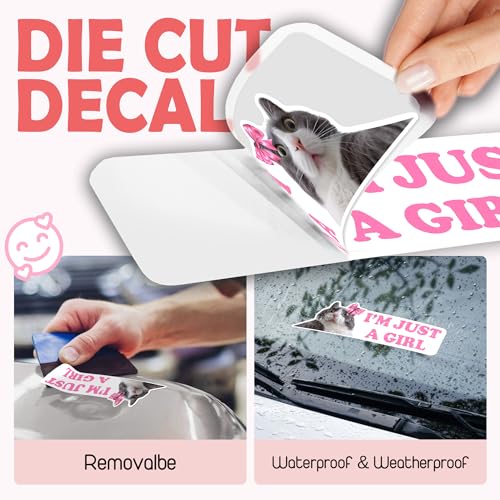 Image of Im Just A Girl Sticker - Versatile Cat Car Decal Set, Durable Automotive Exterior Accessories, Ideal for All Vehicles