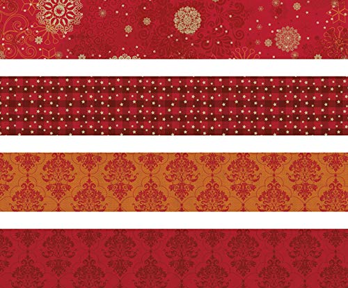 Heyda 204875523 Folding Strip Set for Froebel Stars 1 x 30 cm and 1.5 x 45 cm, 4 Assorted Designs in Two Different Sizes, red