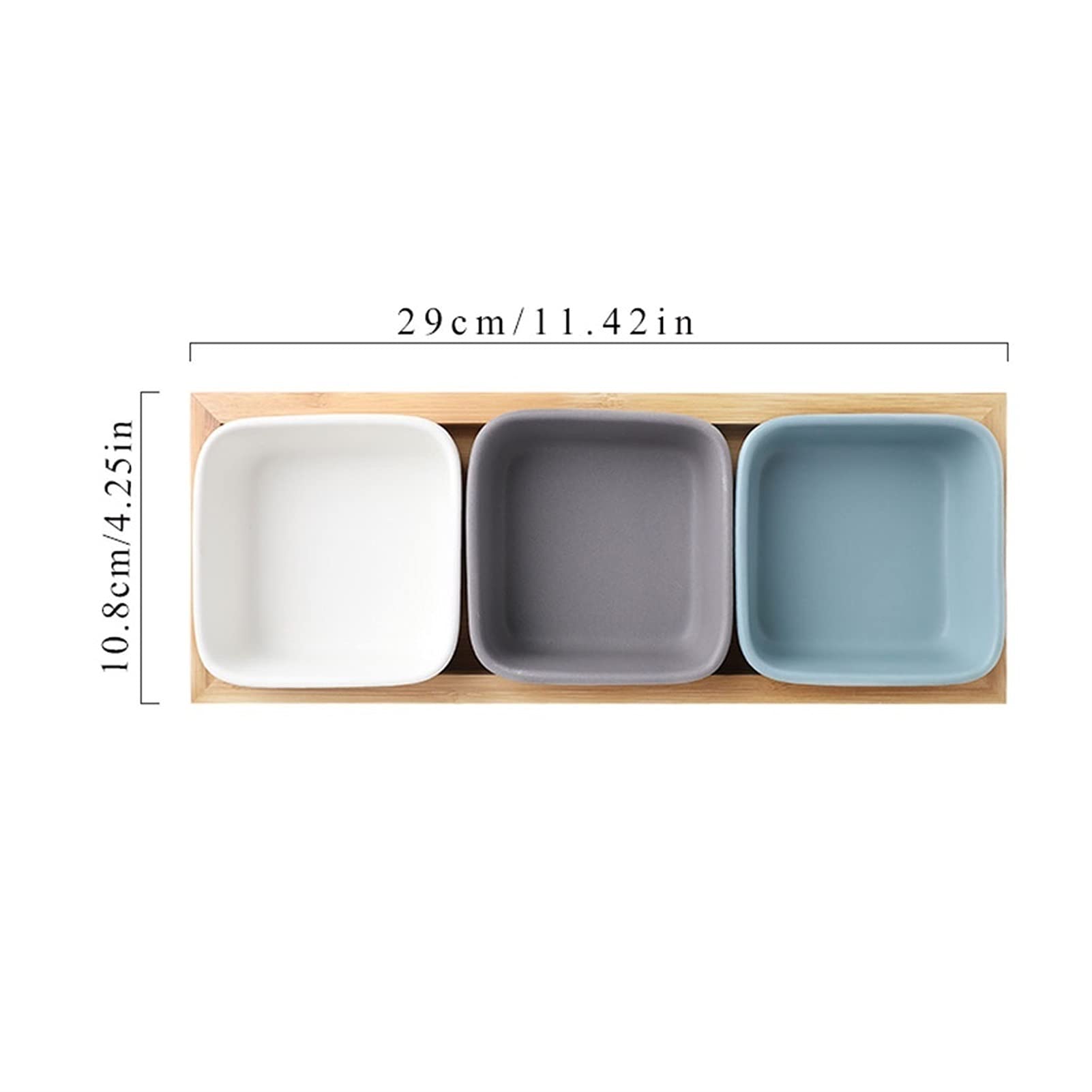 Keramik-Soßenschale, unterteilte Dip-Schalen mit Tablett, Gewürzschale für Snacks, Nüsse, Trockenfrüchte, Teller, Sushi, Essig