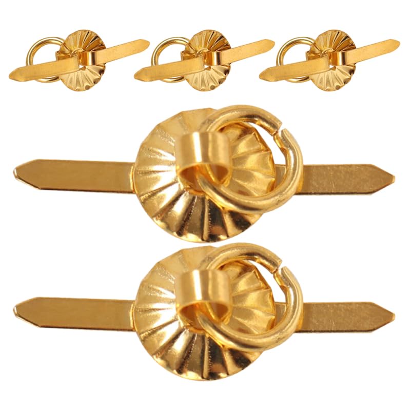 JOINPAYA 5 Pcs 1:6 Scale Dollhouse Cabinet Door Handles, Miniature Furniture Pulls with Rings, Gold Metal Drawer Knobs for 1/6 Scale Dollhouse Renovation, DIY Furniture Hardware, 5 Pack