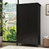 Panana 2 Door Wardrobe, Armoire with Drawer for Bedroom (Black)