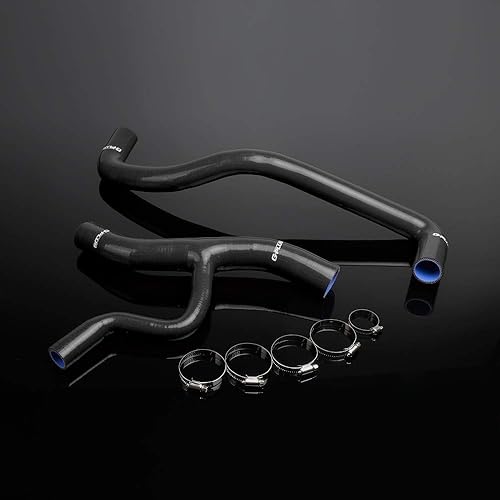 PIT66 Kit de mangueras de radiador de refrigerante de silicona, compatible con Ford Mustang GT 4.6L V8 1996-2004, negro con abrazaderas