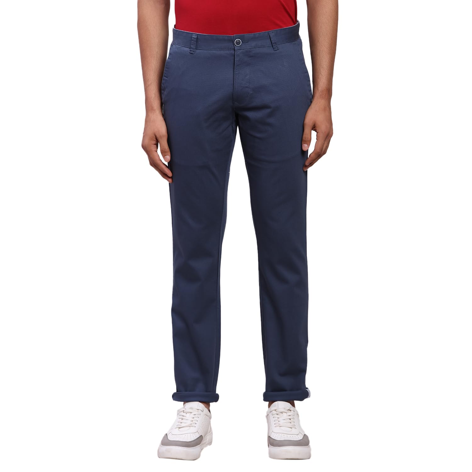 parx Men Low Rise Tapered Fit Solid Pattern Cotton Blend Flat Front Casual Trouser-picture-17