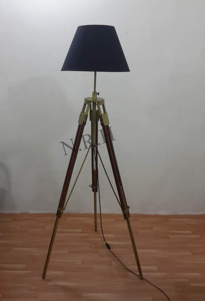 Pied de lampe nautique réglable en bois fait main