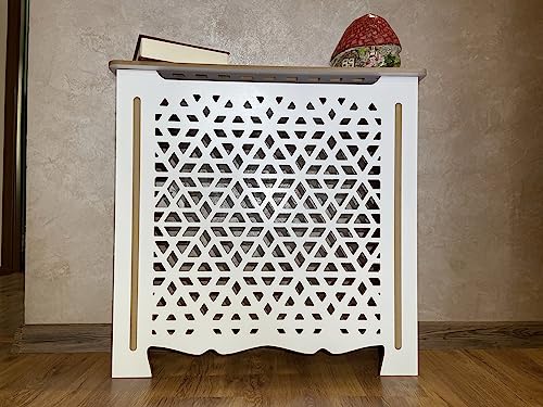 Radiator Cover, Heat Cover, Custom Size Wooden Radiator and AC Cover (120cm wide x 85cm tall x 18cm deep, white)