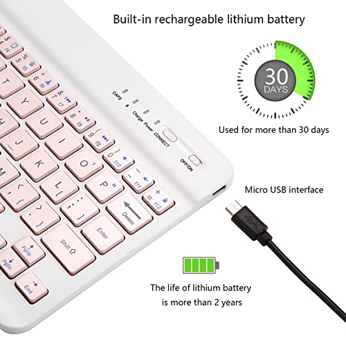Ultra-Slim Bluetooth Keyboard Portable Mini Wireless Keyboard Rechargeable For Apple Ipad Iphone Samsung Tablet Phone Smartphone Ios Android Windows (10 Inch Pink) #TOP4