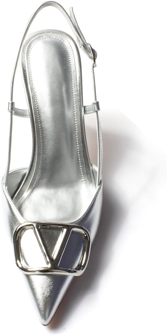 Women Heeled Slingback Sandals Closed Pointed Toe Stiletto High Heels Slip-On Buckle Pumps Backless Evening Prom Party Dress Shoes 5.5-12US - Image 5