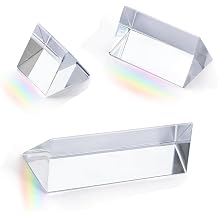 3 Pcs Equilateral Crystal Prisms Set 1", 2", 4",Optical Glass Prisms for Physics Teaching,Rainbow Maker&Photography,Light Refraction Spectrum Science Experiment Tool,Optical Triangular Prism Props