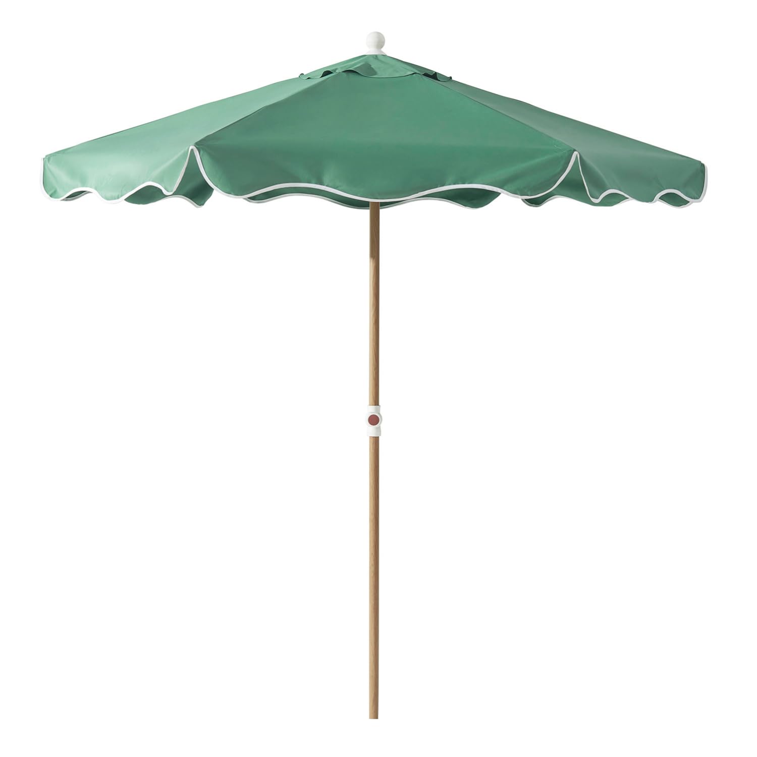 7FT Patio and beach umbrella with UPF 50+ Sun Protection, Wind-Resistant Design, Scalloped Umbrella with Sturdy Wood Grain Iron Pole, Portable Outdoor Umbrella with Carry Bag, Base Not Included