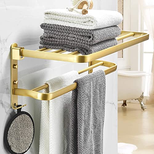 Toallero de pared plegable multifuncional de 2 niveles sin perforaciones 3