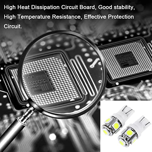 Cciyu (10) T10 5-5050-Smd Pc194 Led Bulb Instrument Panel Cluster Dash Light Twist Lock Socket (White) #TOP5