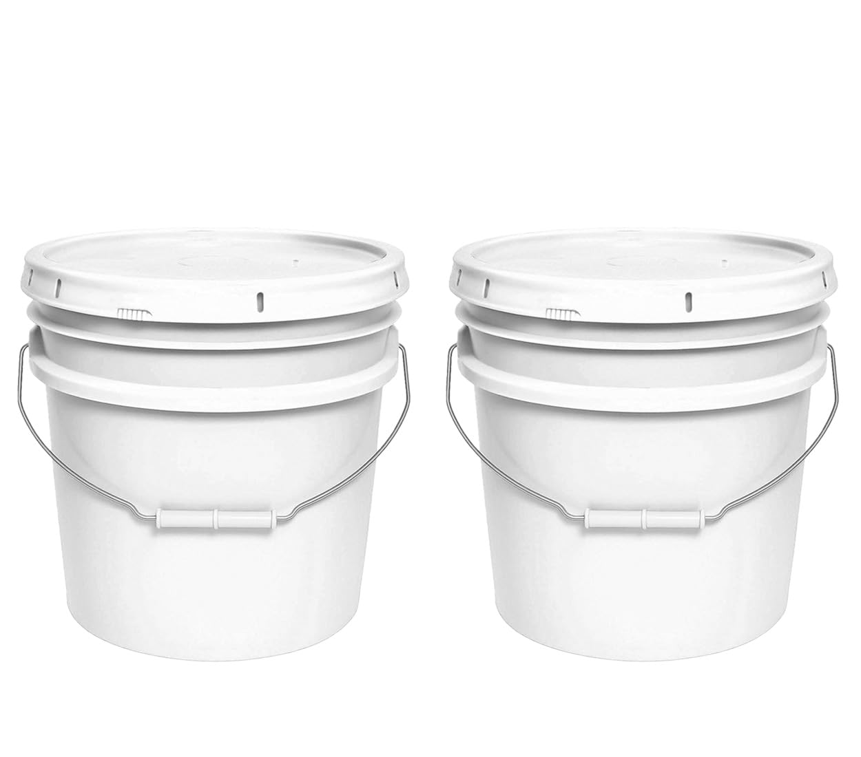 MKS Plastics White 3.5-Gallon Heavy-Duty Bucket with Airtight Lid, 2-Pack