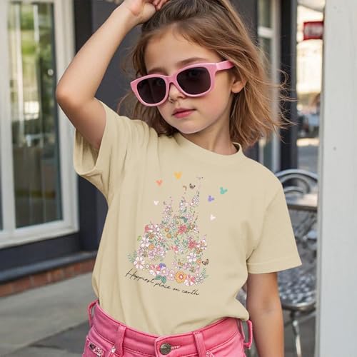 Image of Floral Castle Shirts for Girls Graphic Cute Tshirt Kids Toddler Flower Holiday Shirt Vacation Trip Tee Tops